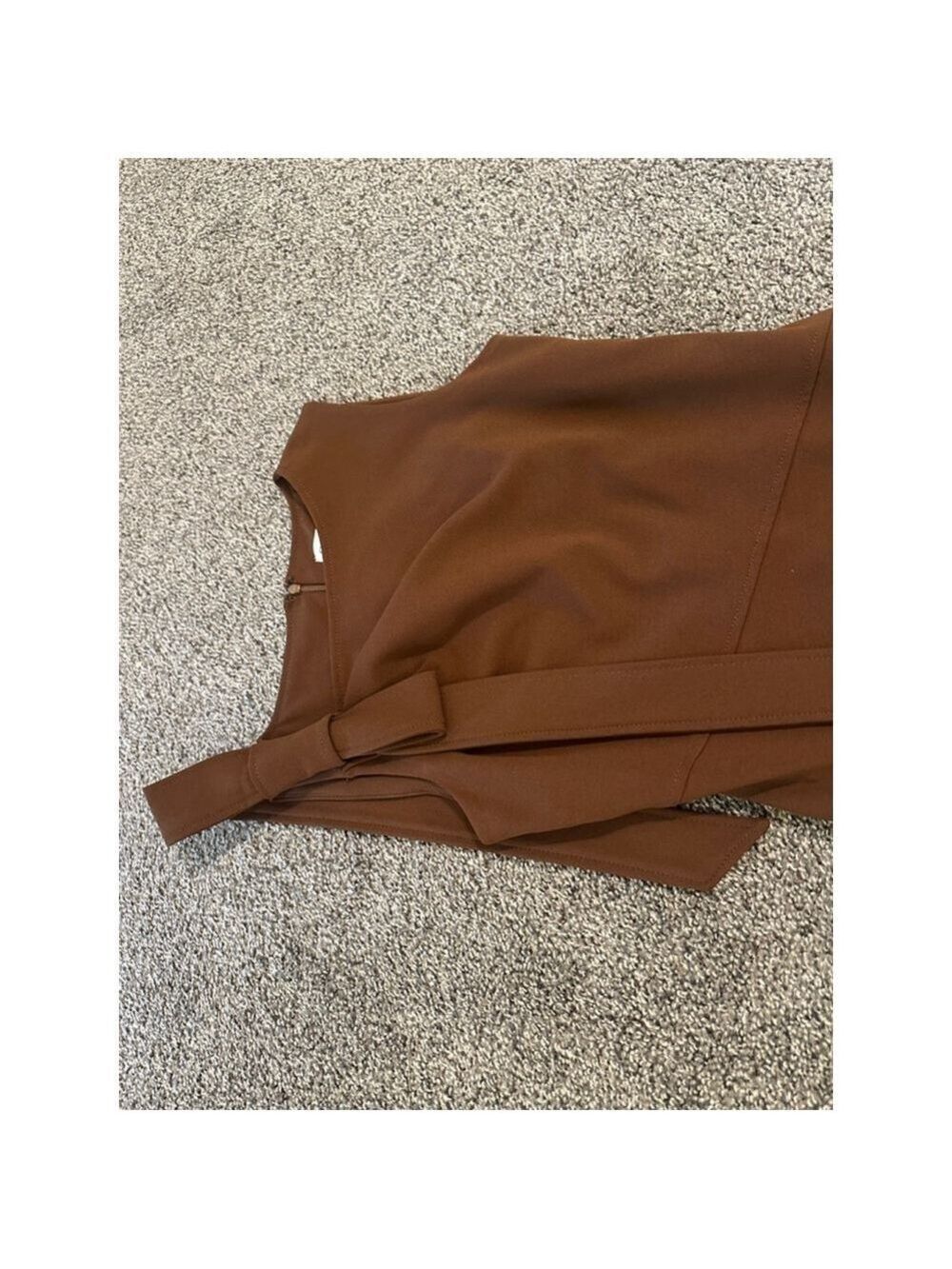 Calvin Klein Brown Bow Shoulder Midi Dress Size 2 - Picture 6 of 13